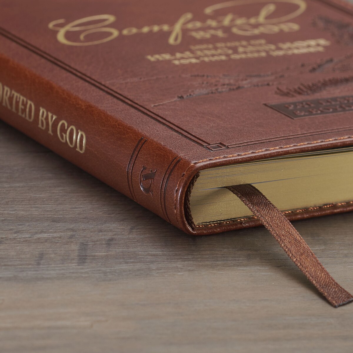 Comforted by God Honey-Brown Faux Leather Devotional Gift Book by Christian Art Gifts, product view 6