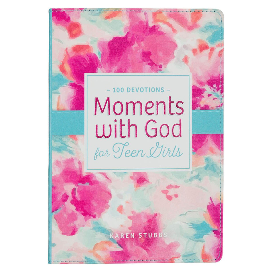 Moments with God for Teen Girls Pink Floral Faux Leather Gift Book by Christian Art Gifts