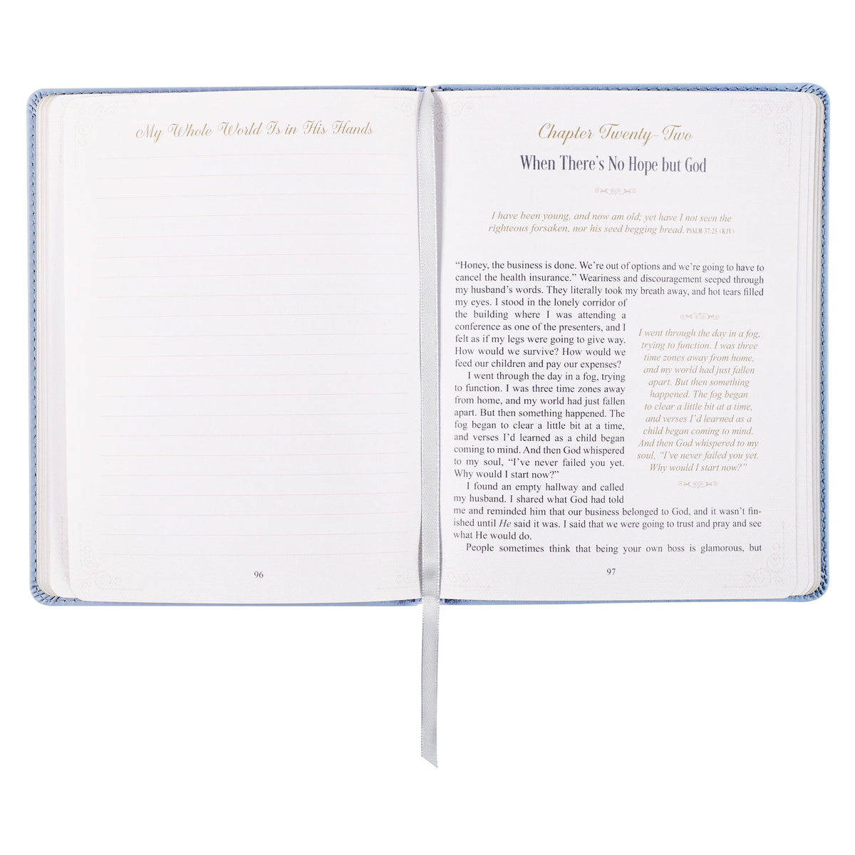 Hope That Endures Blue Faux Leather Devotional by Christian Art Gifts, product view 3