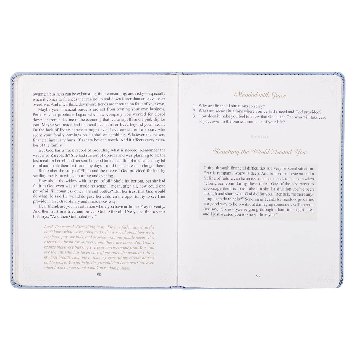 Hope That Endures Blue Faux Leather Devotional by Christian Art Gifts, product view 4