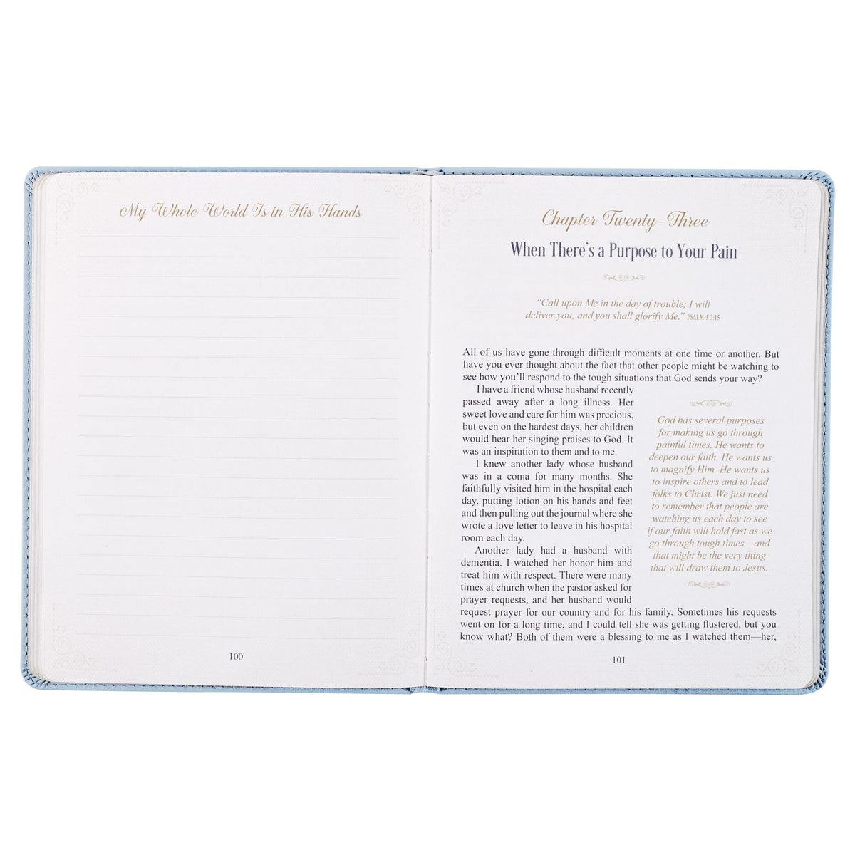 Hope That Endures Blue Faux Leather Devotional by Christian Art Gifts, product view 5