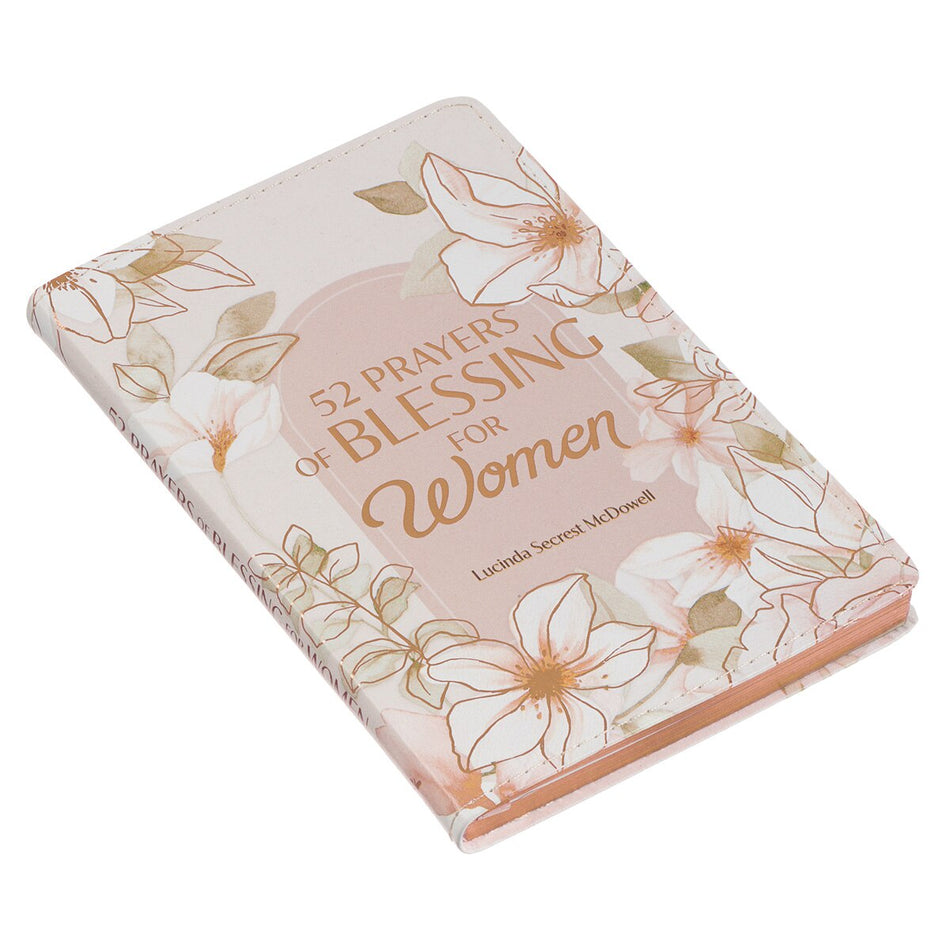 52 Prayers of Blessing for Women White Floral Faux Leather Prayer Book by Christian Art Gifts, product view 2