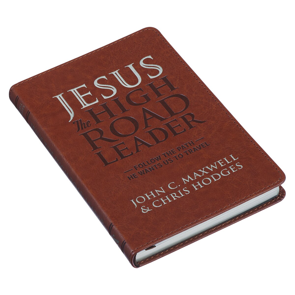 Jesus the High Road Leader Chestnut Brown Faux Leather Gift Book by Christian Art Gifts, product view 2