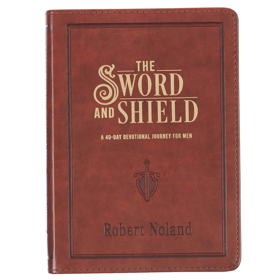 The Sword and Shield Saddle Tan Faux Leather Devotional by Christian Art Gifts