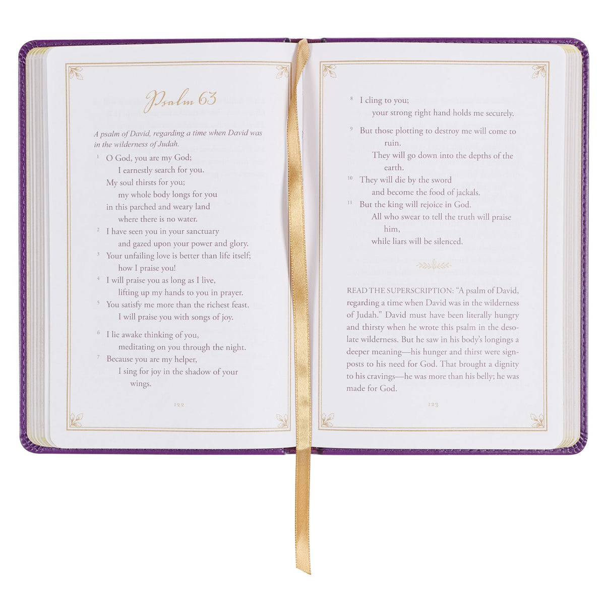 Praying the Psalms Purple Faux Leather Prayer Book by Christian Art Gifts, product view 3