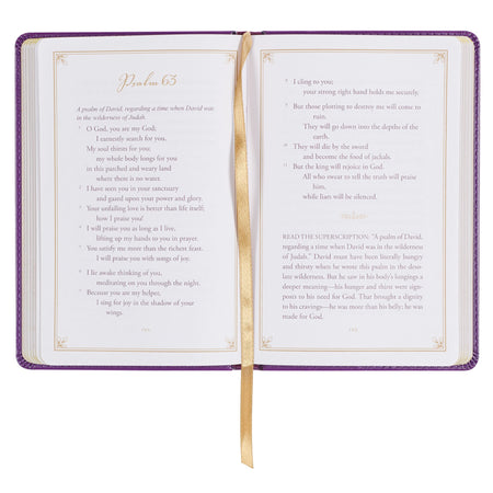 Praying the Psalms Purple Faux Leather Prayer Book by Christian Art Gifts, product view 3