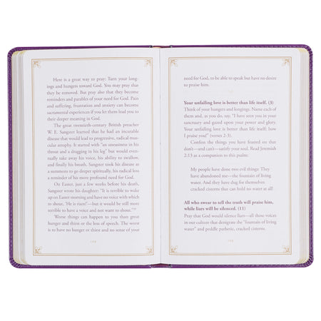 Praying the Psalms Purple Faux Leather Prayer Book by Christian Art Gifts, product view 6