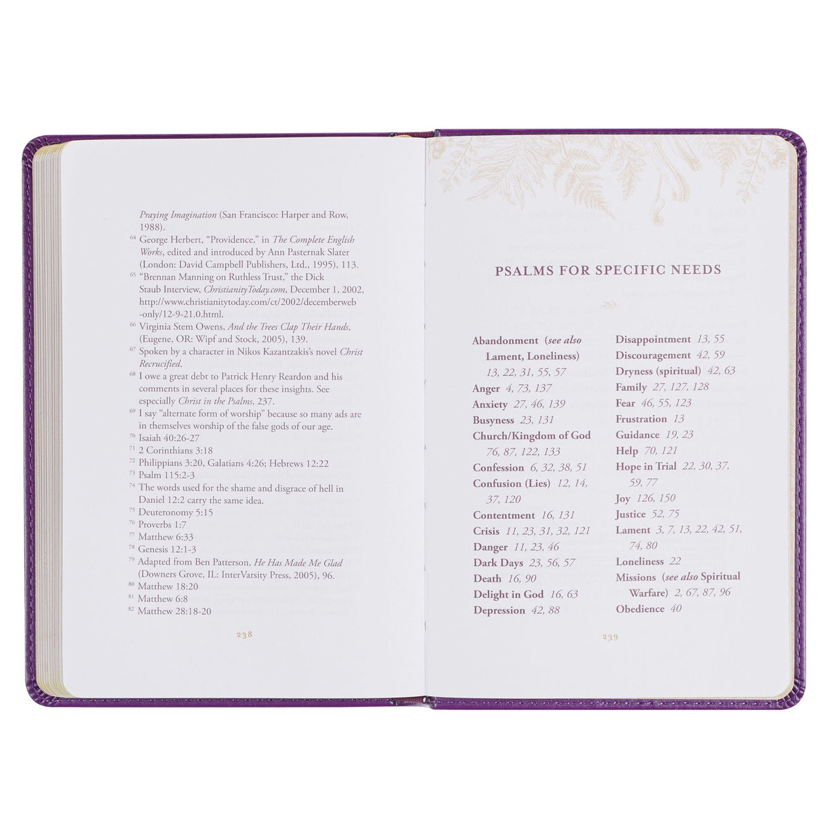 Praying the Psalms Purple Faux Leather Prayer Book by Christian Art Gifts, product view 7