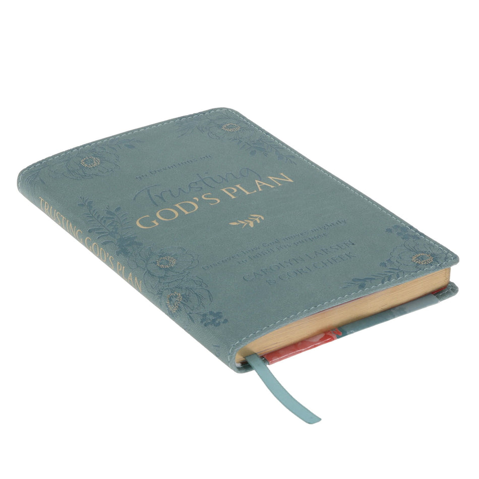 Trusting in God's Plan Teal Faux Leather 90-Day Devotional by Christian Art Gifts, product view 2