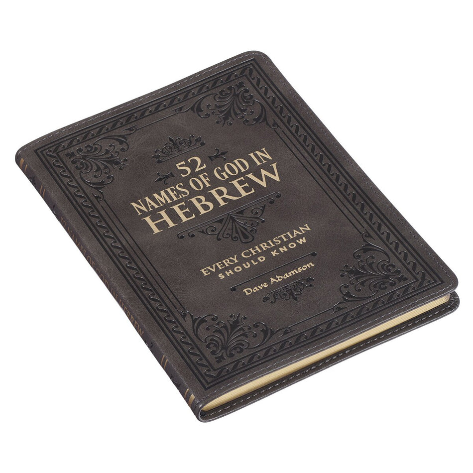 52 Names of God in Hebrew Every Christian Should Know Stone-Gray Faux Leather Gift Book, product view 2