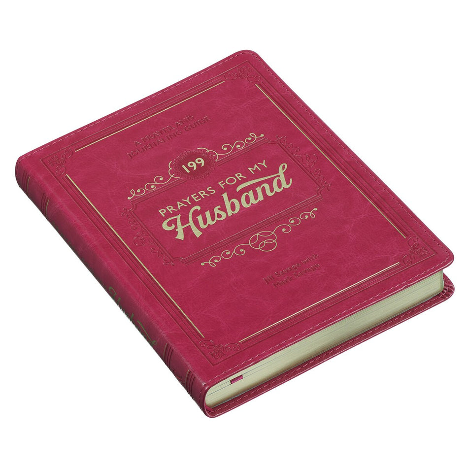 199 Prayers for My Husband Raspberry-Red Faux Leather Prayer and Journaling Guide by Christian Art Gifts, product view 2