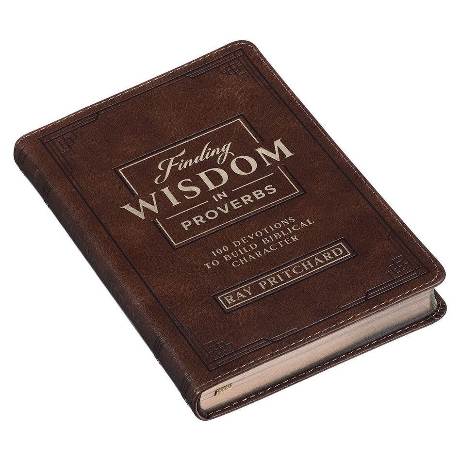 Finding Wisdom in Proverbs Honey-Brown Faux Leather Devotional Gift Book by Christian Art Gifts, product view 2