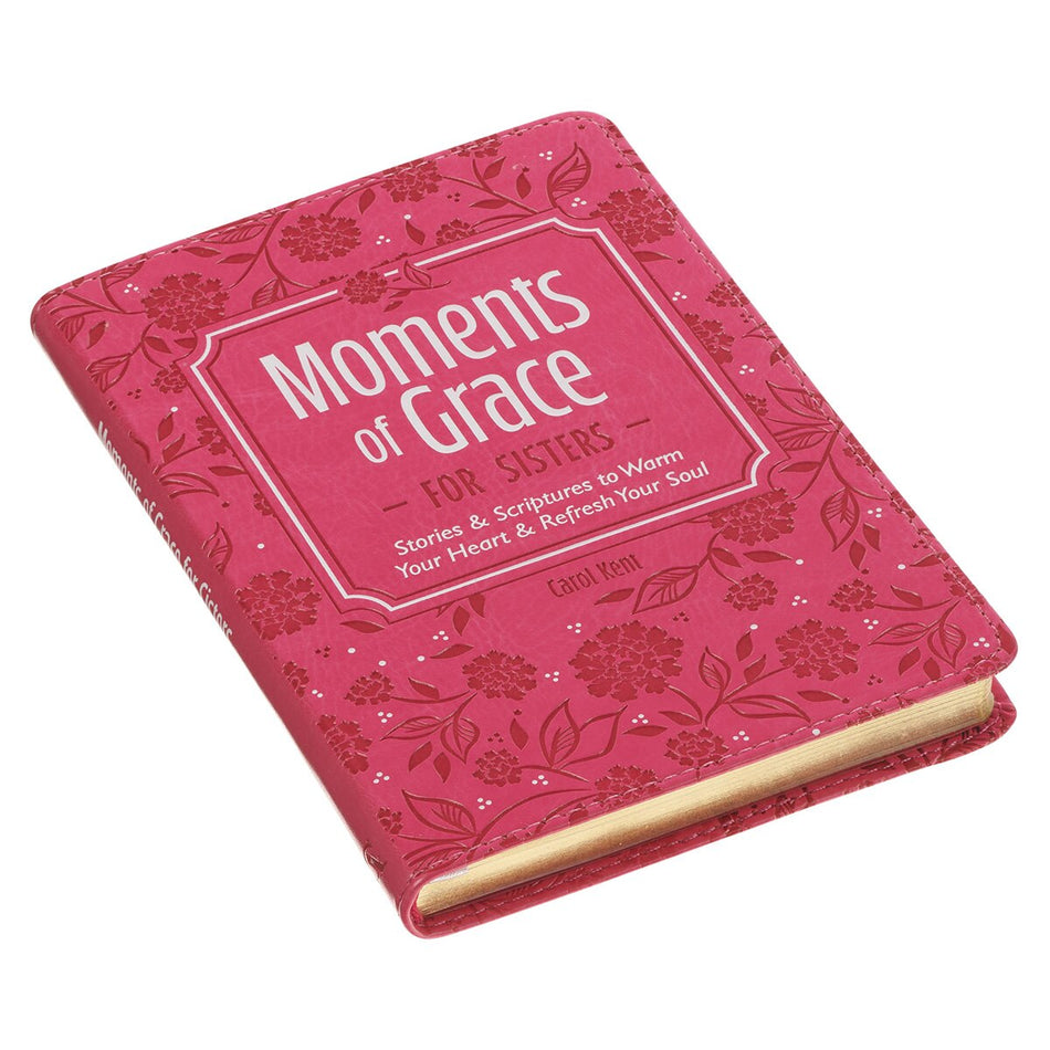 Moments of Grace for Sisters: Stories and Scriptures Pink Faux Leather Gift Book by Christian Art Gifts, product view 2