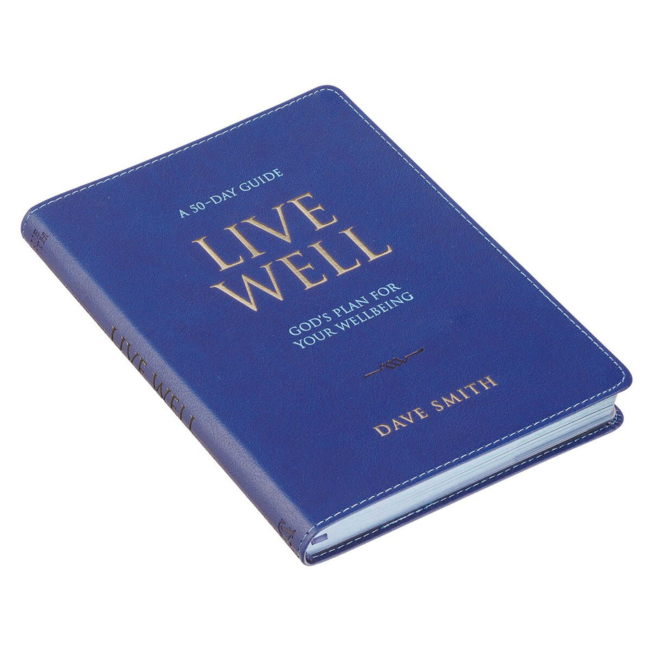 Live Well: God's Plan for Your Wellbeing Blue Faux Leather Daily Devotional by Christian Art Gifts, product view 2
