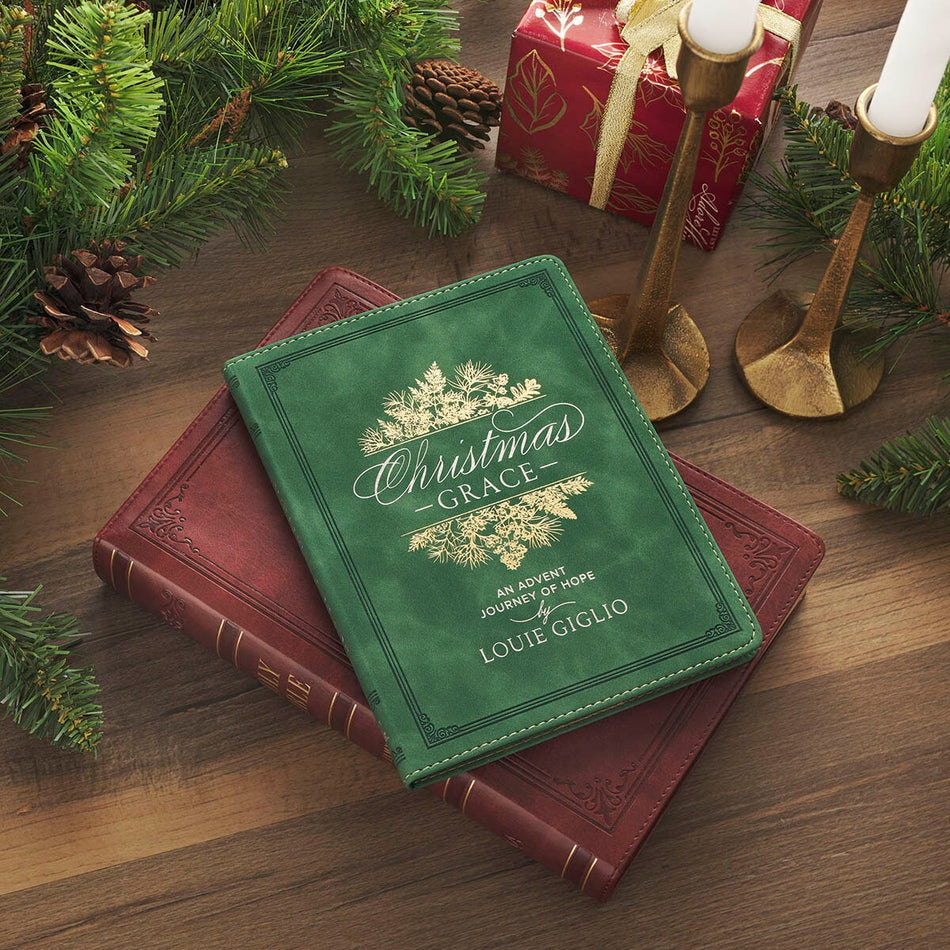 Christmas Grace Green Faux Leather Advent Devotional by Christian Art Gifts, product view 2