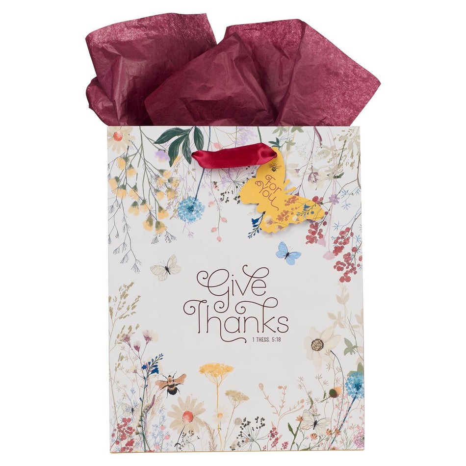 Give Thanks in Everything Medium Gift Bag - 1 Thessalonians 5:18 by Christian Art Gifts