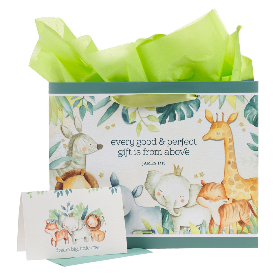 Every Good and Perfect Gift Forest Animals Large Landscape Gift Bag with Card Set - James 1:17 by Christian Art Gifts
