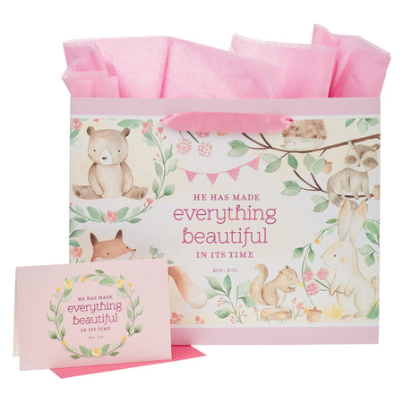 Everything Beautiful Forest Animals Large Landscape Gift Bag with Card Set - Ecclesiastes 3:11 by Christian Art Gifts
