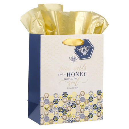 Kind Words are Like Honey Medium Gift Bag - Proverbs 16:24 by Christian Art Gifts, product view 3