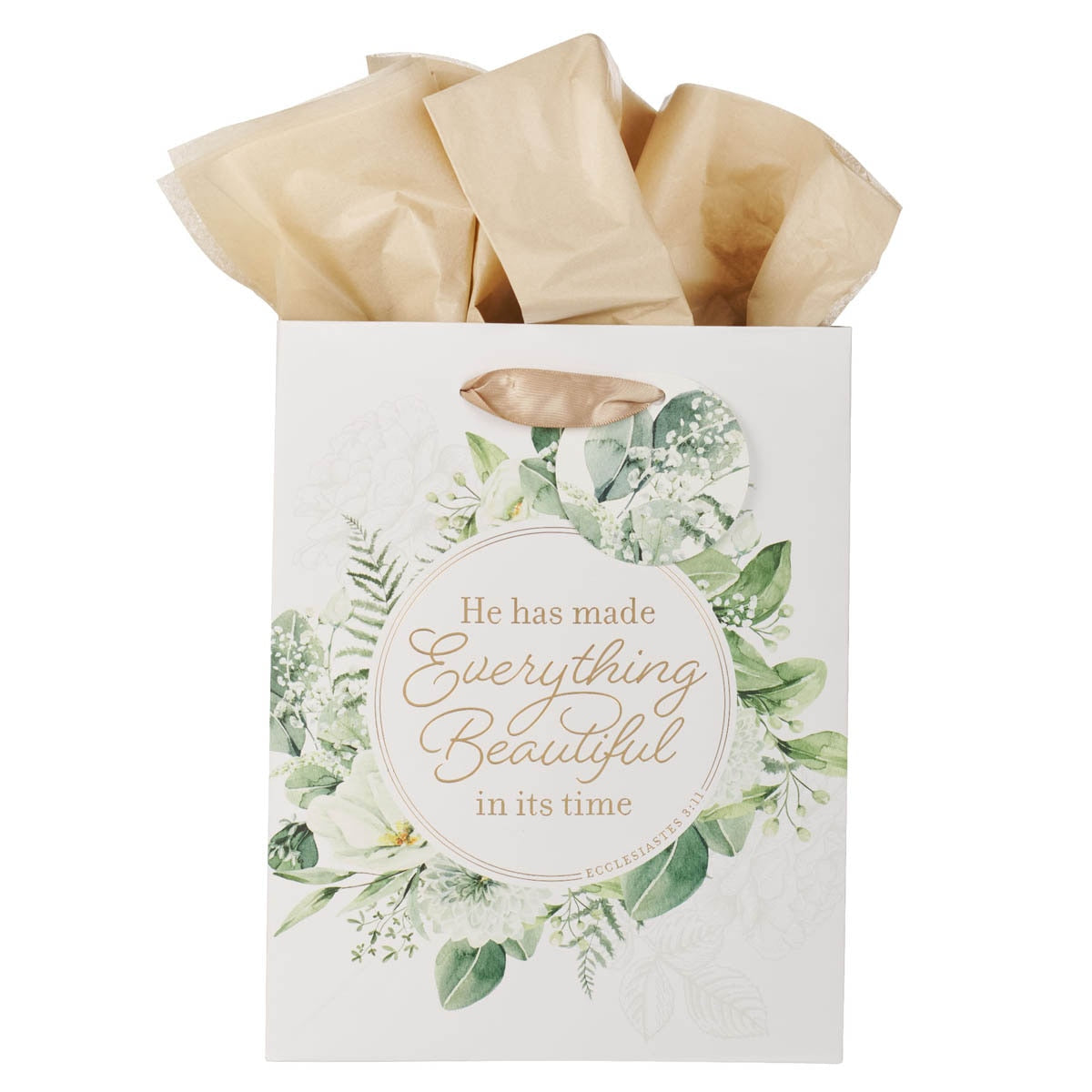 Everything Beautiful Green Wreath Medium Gift Bag - Ecclesiastes 3:11 by Christian Art Gifts