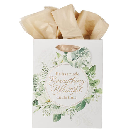 Everything Beautiful Green Wreath Medium Gift Bag - Ecclesiastes 3:11 by Christian Art Gifts