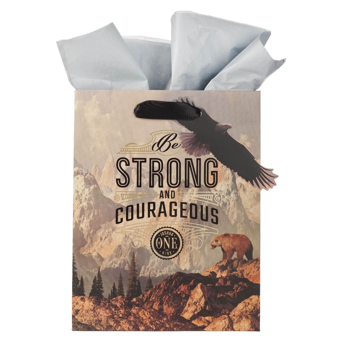 Strong and Courageous Mountain View Medium Gift Bag - Joshua 1:9 by Christian Art Gifts