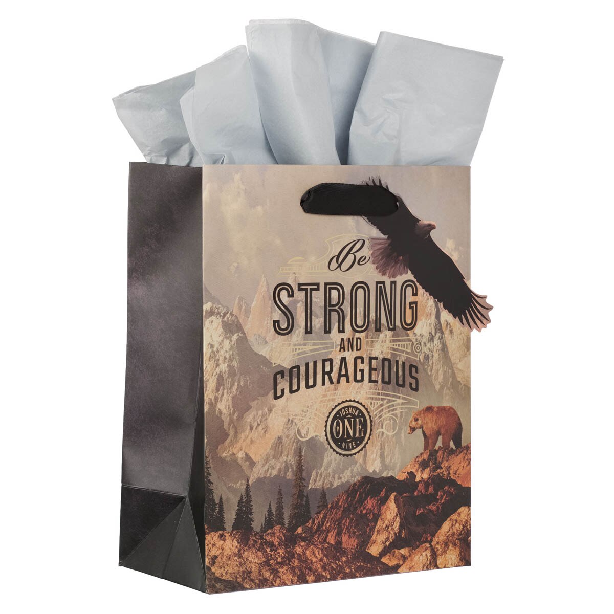 Strong and Courageous Mountain View Medium Gift Bag - Joshua 1:9 by Christian Art Gifts, product view 2