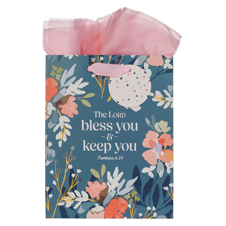 The Lord Bless You Teal Medium Gift Bag - Numbers 6:24 by Christian Art Gifts