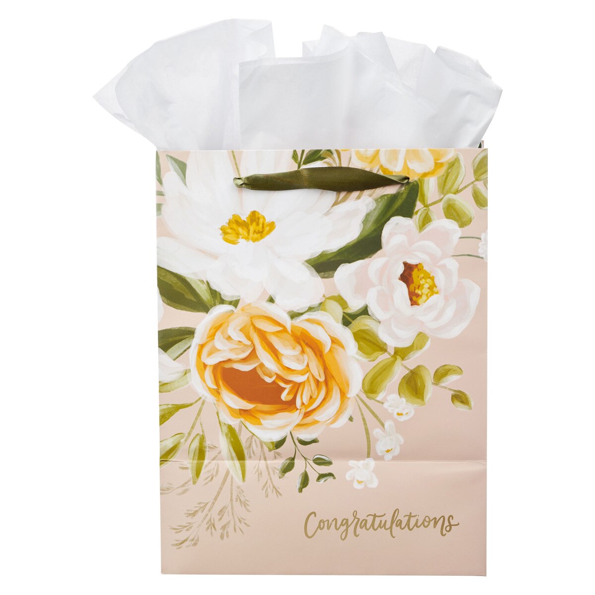 Sophia Peach Floral Large Portrait Gift Bag by Christian Art Gifts, product view 3