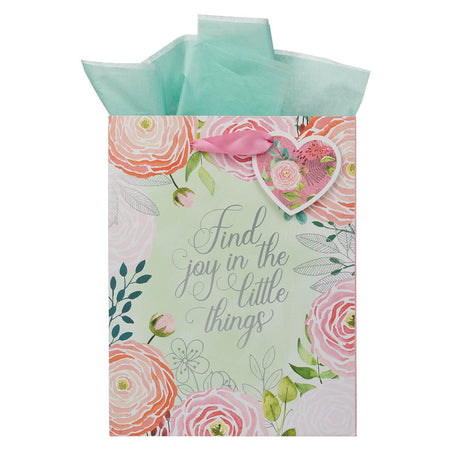 A Grateful Heart Pink Floral Medium Gift Bag by Christian Art Gifts