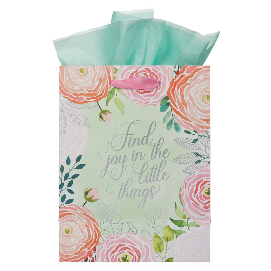 A Grateful Heart Pink Floral Medium Gift Bag by Christian Art Gifts, product view 2