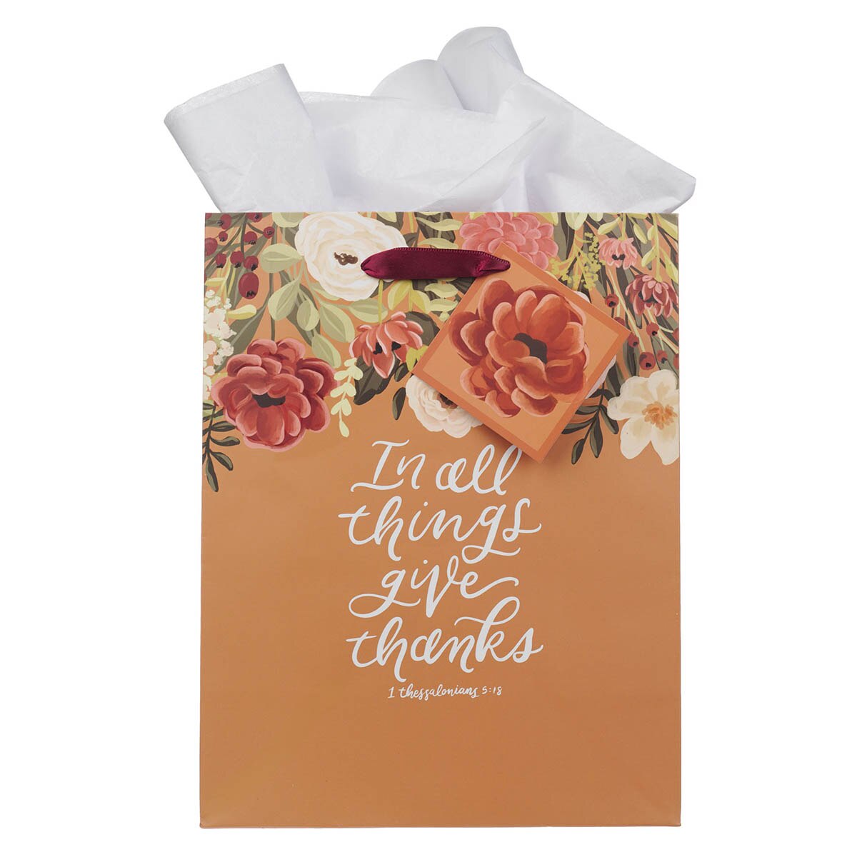 Give Thanks Pumpkin Spice Medium Gift Bag - 1 Thessalonians 5:18 by Christian Art Gifts