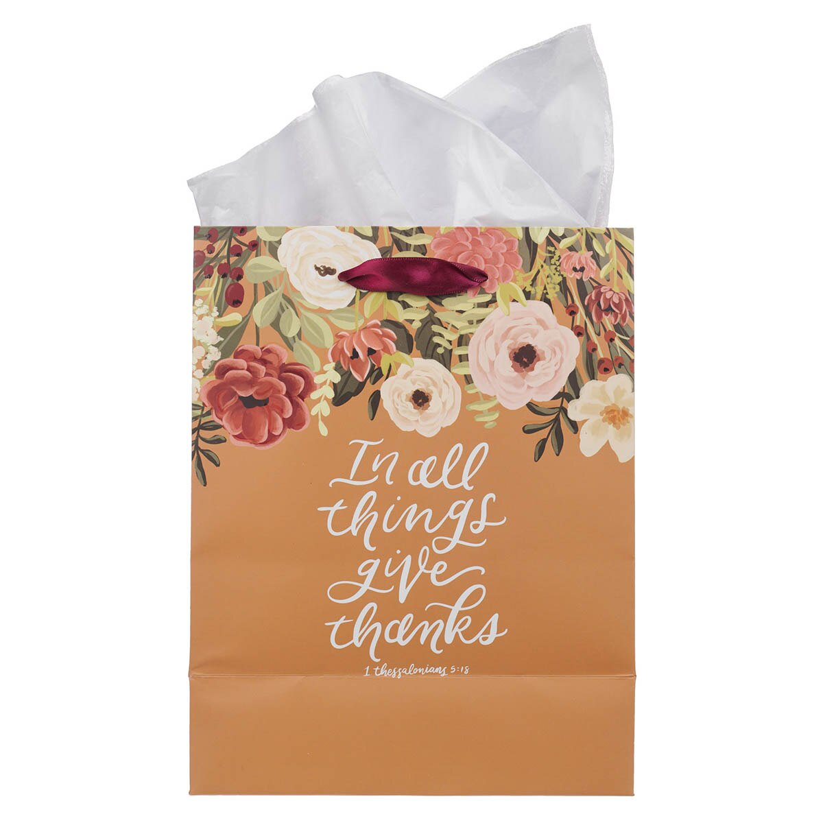 Give Thanks Pumpkin Spice Medium Gift Bag - 1 Thessalonians 5:18 by Christian Art Gifts, product view 2