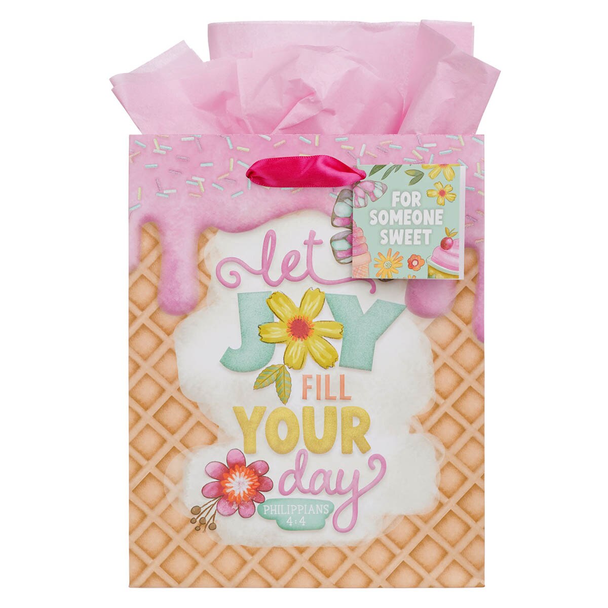 Let Joy Fill Your Day Pink Medium Gift Bag - Philippians 4:4 by Christian Art Gifts