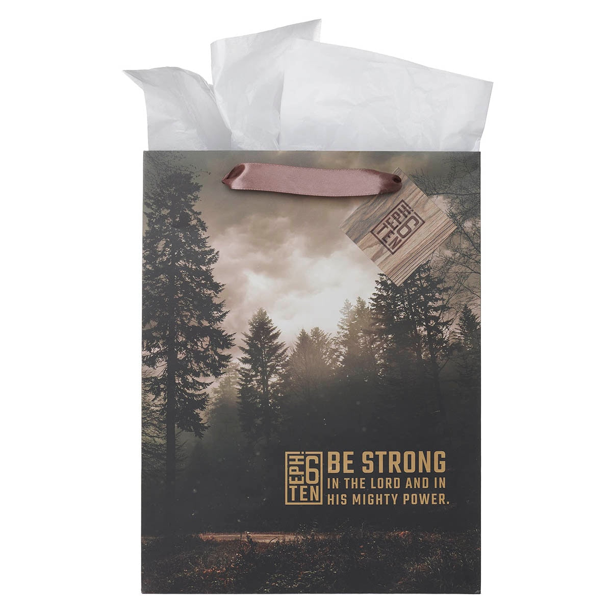 Be Strong in the Lord Woodland Large Portrait Gift Bag - Ephesians 6:10 by Christian Art Gifts