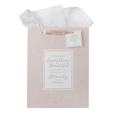 Everything Beautiful Blush Pink Large Portrait Gift Bag - Ecclesiastes 3:11 by Christian Art Gifts