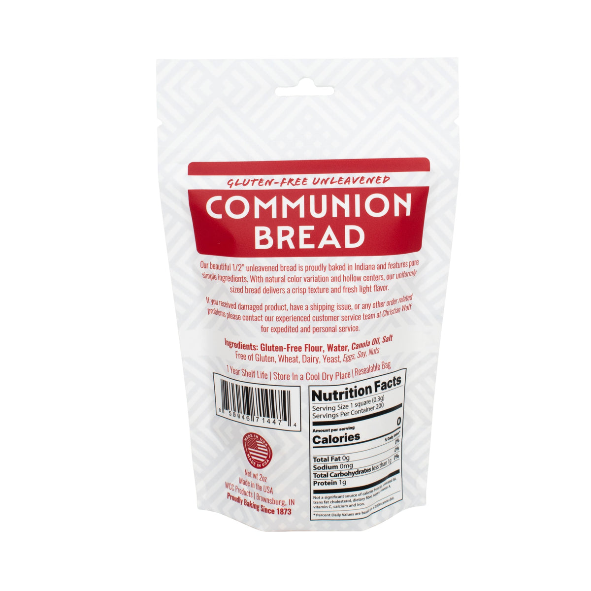 World Communion Products Gluten-Free Bread 200 Count bag Case of 96