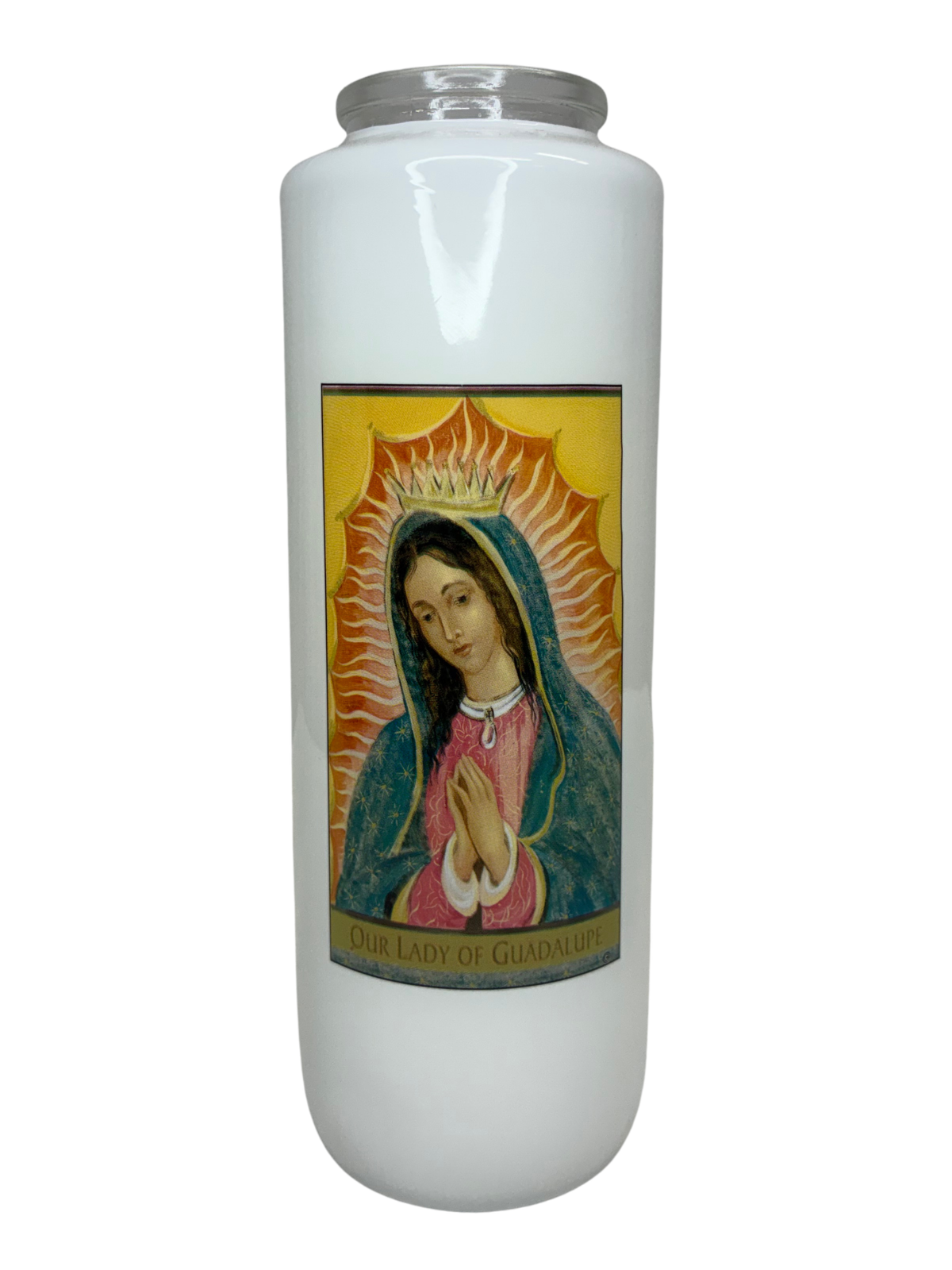 Patron Saint Glass 6 Day Candles - Our Lady of Guadalupe by Anchor Christian Distributors