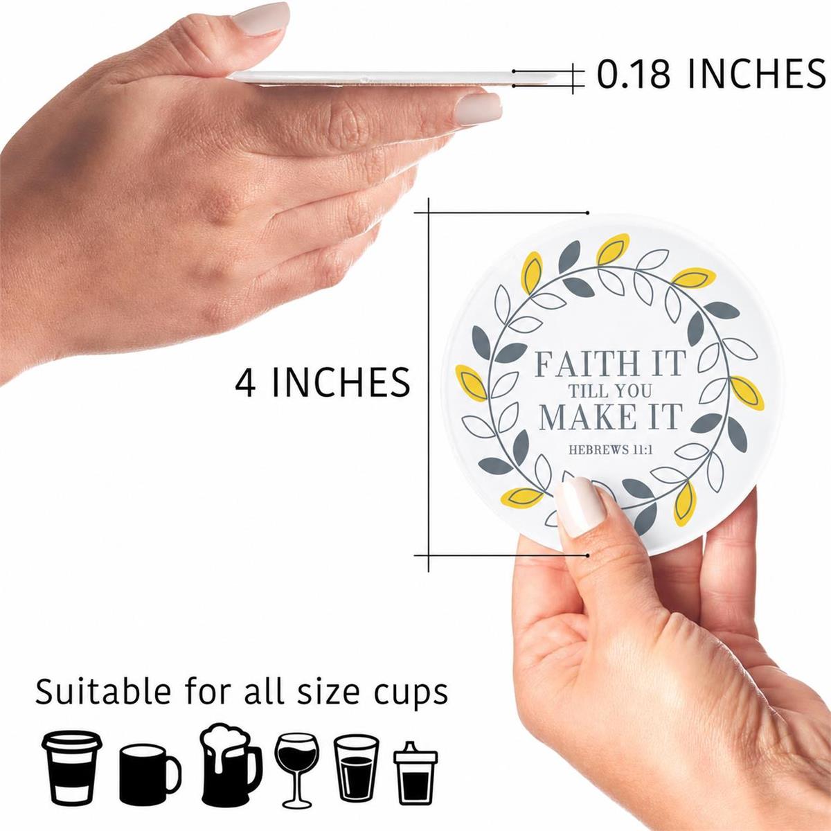 Glass Coaster Faith It Till You Make It by Dicksons, product view 3