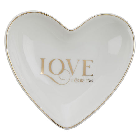 Love White Ceramic Trinket Tray - 1 Corinthians 13:4 by Christian Art Gifts