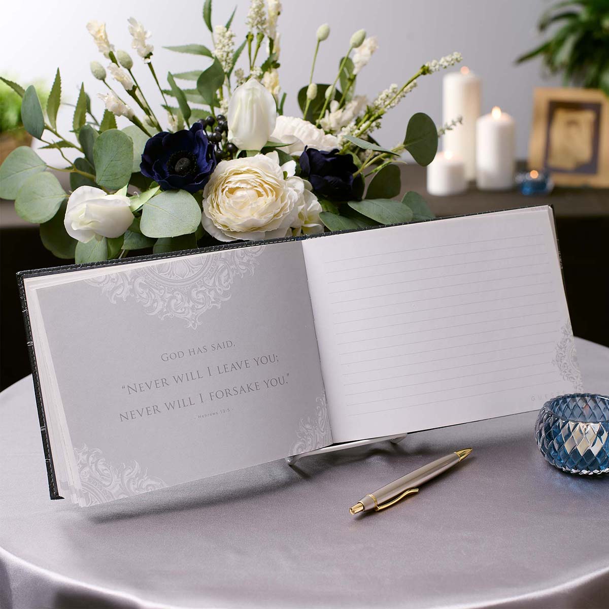In Loving Memory Charcoal Guest Book by Christian Art Gifts, product view 3