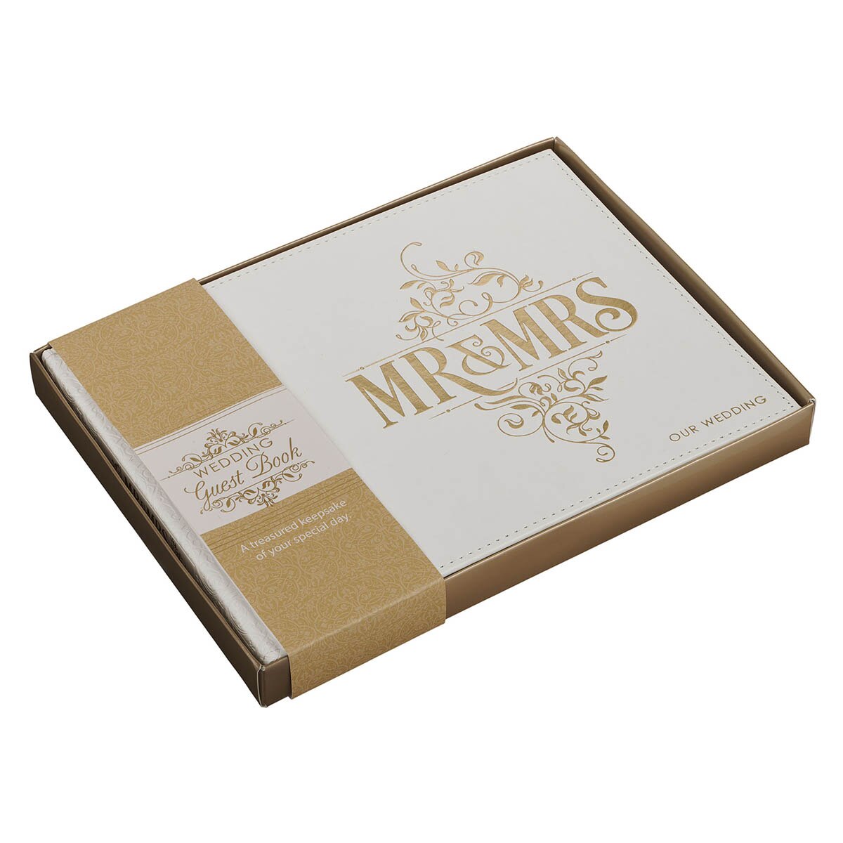 White Lace Mr. & Mrs. Wedding Guest Book by Christian Art Gifts, product view 2