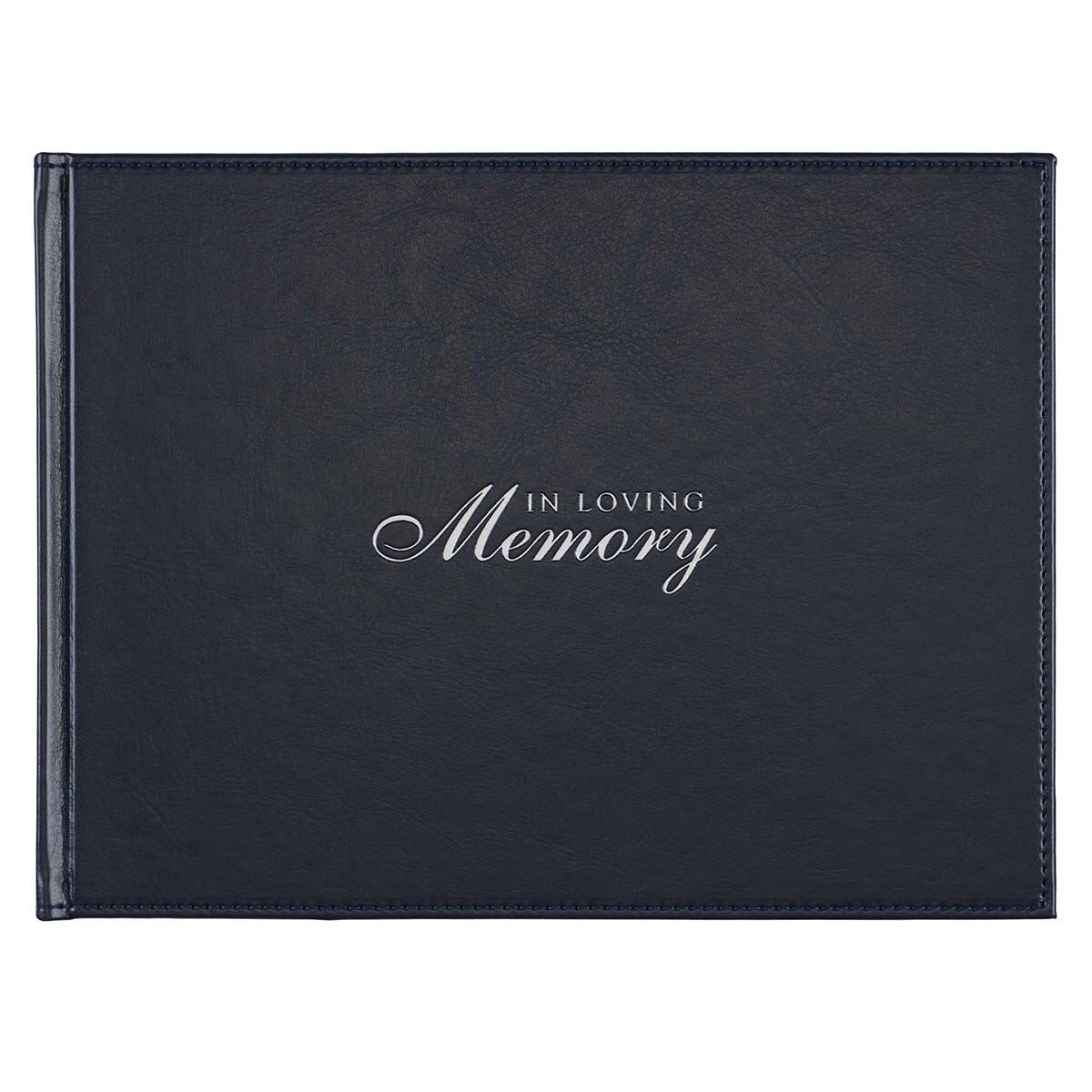 In Loving Memory Navy Faux Leather Medium Guest Book by Christian Art Gifts
