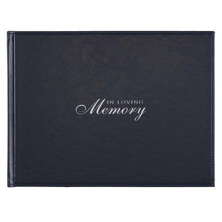 In Loving Memory Navy Faux Leather Medium Guest Book by Christian Art Gifts