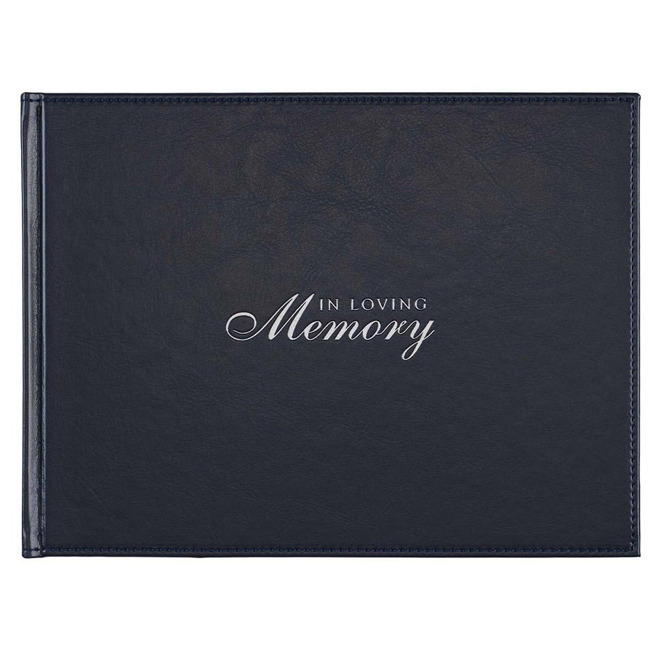 In Loving Memory Navy Faux Leather Medium Guest Book by Christian Art Gifts