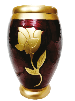 Memorial Urn | Burgundy | Gold Rose by Alviti
