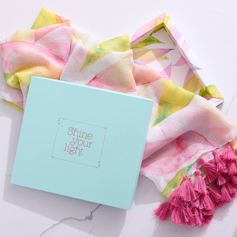 Shine Your Light Citrus Leaves Scarf by Christian Art Gifts, product view 2