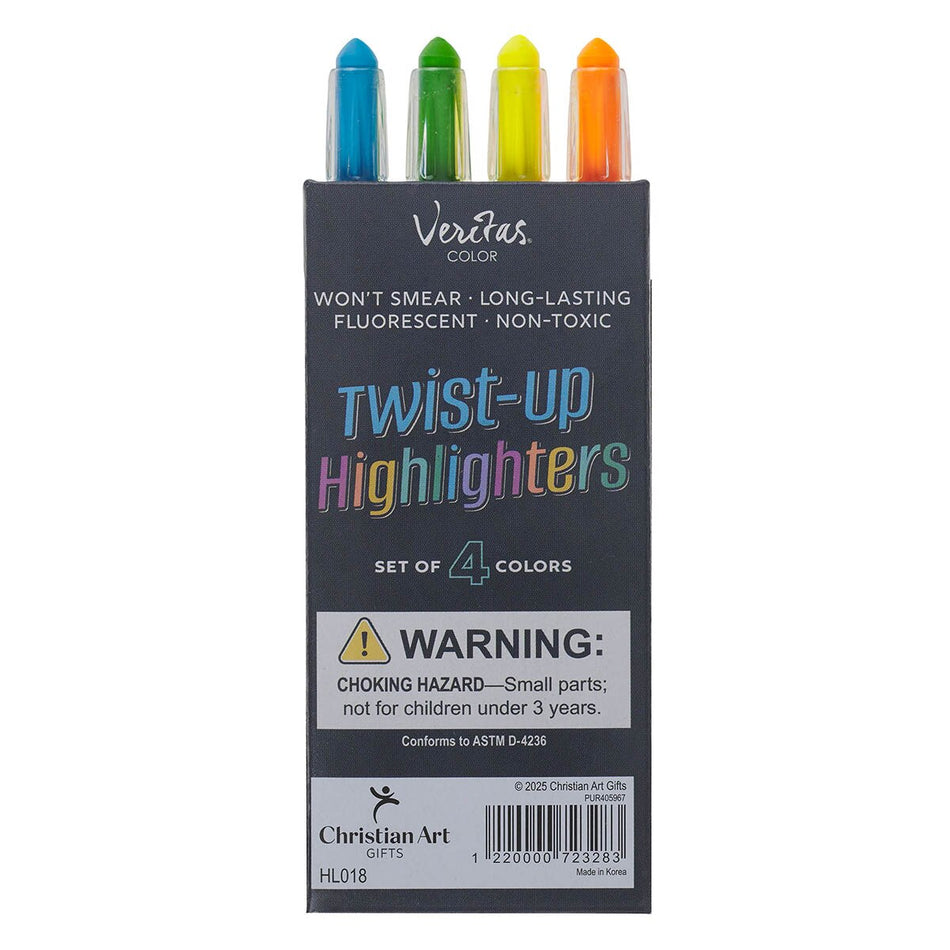 Veritas Twist-Up Highlighters 4-piece Set by Christian Art Gifts, product view 2