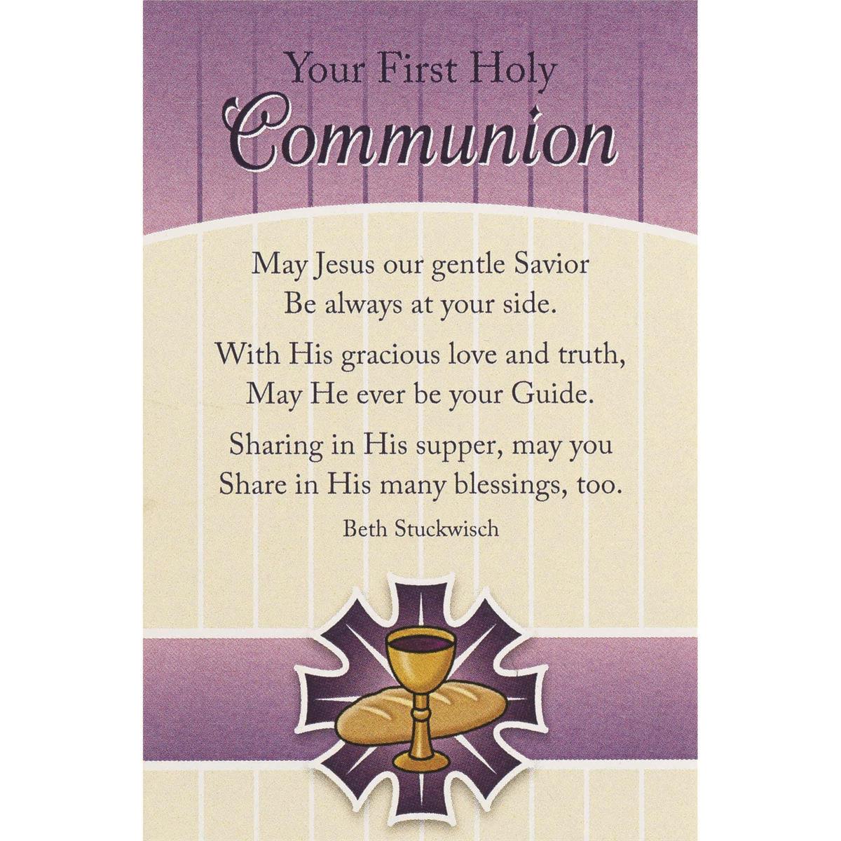First Holy Communion Purple 3 x 2 Cardstock Itty Bitty Bookmarks Pack of 24 by Dicksons