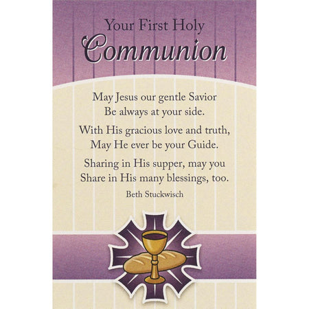First Holy Communion Purple 3 x 2 Cardstock Itty Bitty Bookmarks Pack of 24 by Dicksons